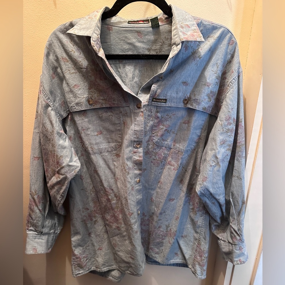 Vintage Outback Red floral jean button up